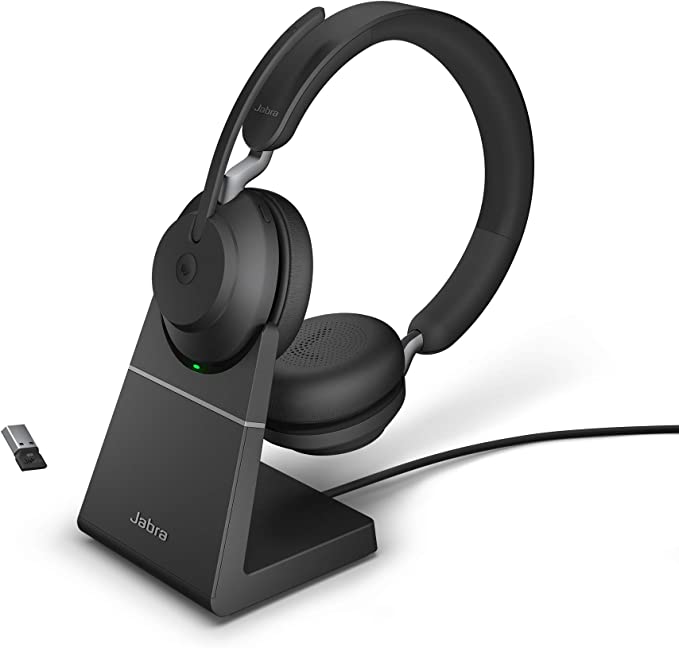 Jabra Evolve2 65 USB-A MS Stereo with Charging Stand - Black Wireless Headset/Music Headphones