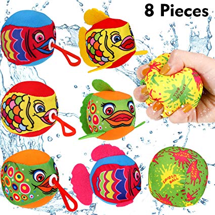 8 Pieces Water Splash Balls Set Colorful Water Soaker Balls with Retractable Hook for Kids Pool Party, Summer Beach Games, Fun Gift