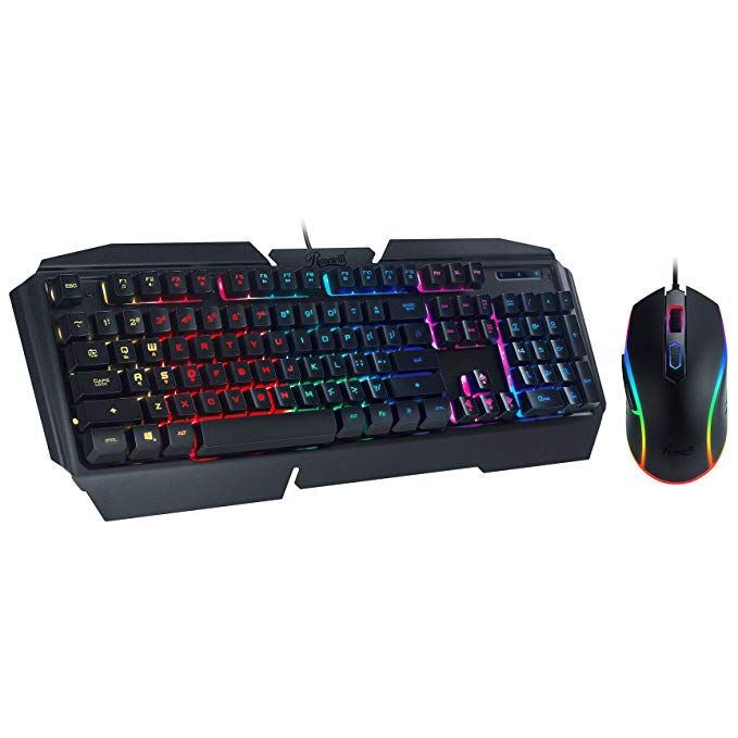 Rosewill Gaming RGB Keyboard and Mouse Combo, Rainbow RGB Backlit LED Gaming Mechanical Switch Feel Keyboard W/ 9 Lighting Effects, Adjustable 3200 DPI Gaming Mouse - Fusion C31 PC Gamer Combo
