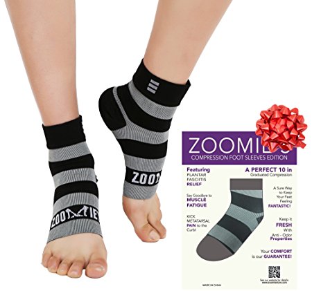 Zoomie's Plantar Fasciitis Socks - Heel, Arch, Achilles Tendon and Ankle Support - Foot Compression Sleeves - 3 Colors Available - 1 Pair