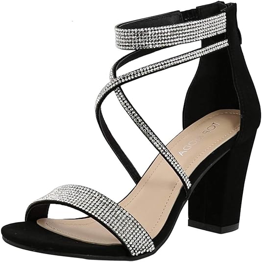 TOP Moda Women's Formal Rhinestone High Heel Sandal Ankle Strap