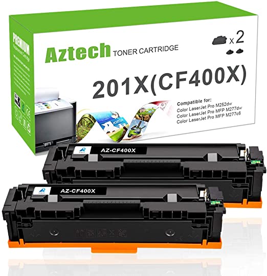Aztech Compatible Toner Cartridge Replacement for HP 201A CF400A 201X CF400X (Black, 2-Pack)