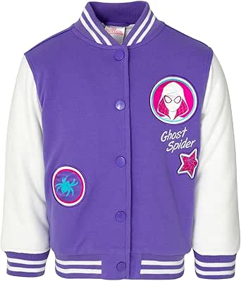 Marvel Spider-Man Spider-Gwen Girls Varsity Bomber Jacket Toddler to Big Kid