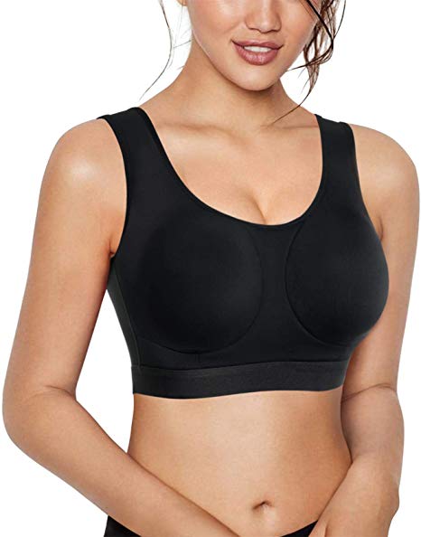 BRABIC Women Sports Post Surgery Support Bra Padded Wireless Full Figure Beauty Back Wide Straps