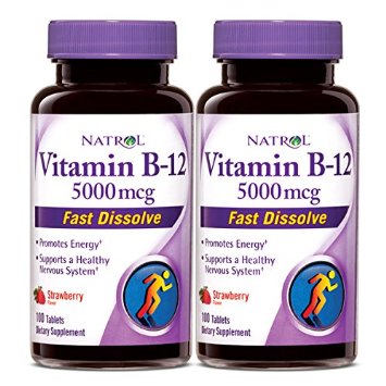 Natrol Vitamin B-12 5000mcg Fast Dissolve Tablets Strawberry - 100 ea, Pack of 2
