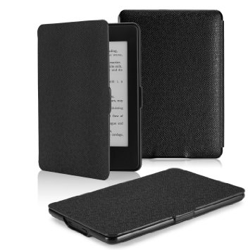 Kindle Paperwhite Case, MoKo Premium Thinnest and Lightest Leather Cover with Auto Wake / Sleep for Amazon All-New Kindle Paperwhite (Fits All 2012, 2013 and 2015 Versions), BLACK