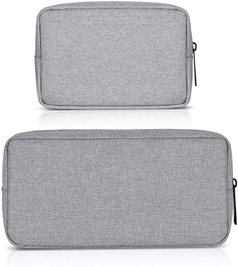 ERCENTURY Universal Electronics/Accessories Soft Carrying Case Bag, Durable & Light-weight,Suitable for Out-going, Business, Travel and Cosmetics Kit (Gray-Small&Big)