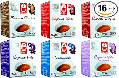 Caffè Tiziano Bonini Variety Pack Coffee Pods Compatible with Lavazza A Modo Mio Coffee Machines. Pack of 6 (Total 96 Pods)
