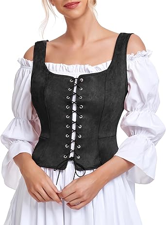 Century Star Renaissance Corset Pirate Vest Women Medieval Victorian Steampunk Corset Top Lace Up Vintage Cosplay Costume