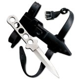 Dive Knife ll All Stainless with Line Cutter Razor Edge and Leg Strap Sheath