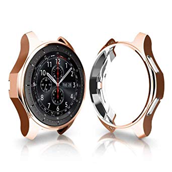 Case for Samsung Gear Galaxy/S3 Frontier SM-R760 & Classic, Soft TPU Plated [Scratch-Proof] All-Around Protective Bumper Shell for Samsung Gear Galaxy/S3 Watch 46mm 42mm(Rose Gold, Galaxy/S3 46MM)