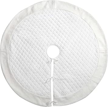 WeRChristmas Quilted Christmas Tree Skirt Decoration, 140 cm - Large, Pure White