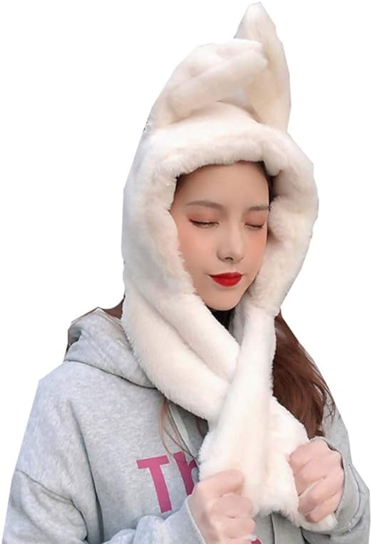 YEKEYI Winter Warm Beanie Pop Up Ears Plush Hat Ear Moving Jumping Rabbit Hat Bunny Cap for Women Girls