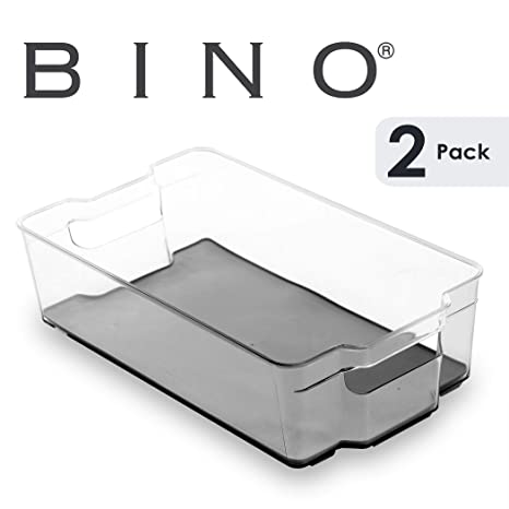 BINO Stackable Plastic Organizer Storage Bins, X-Large - 2 Pack - Pantry Organization and Storage Refrigerator Organizer Bins Fridge Organizer Freezer Organizer Pantry Organizer Pantry Storage