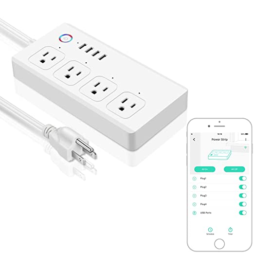 Smart Power Strip, YoLink 1/4 Mile World's Longest Range Power Strip Compatible with Alexa Google IFTTT, Surge Protector Plugs 4 USB Charging Ports   4 AC Plugs for Multi Outlets - YoLink Hub Required