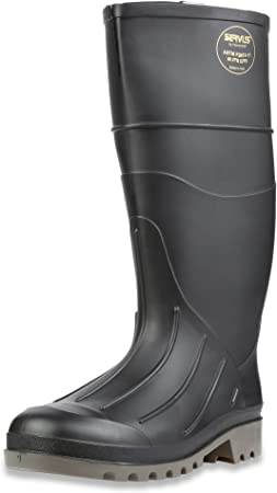 Servus Iron Duke 15" PVC Polyblend Men's Steel Toe Work Boots, Black & Gray (18801)