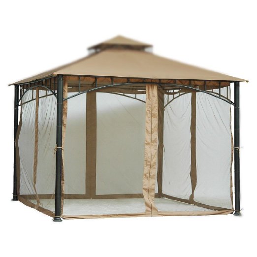 7 ft (84 in) Tall Beige Mosquito Net ONLY for 10x10 Gazebo w/ Velcro Straps Product SKU: GA01005