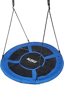 ALEKO Outdoor Saucer Platform Swing with Adjustable Hanging Ropes Great for Tree, Swing Set, Backyard, Playground, Playroom Constructed with Safety- 660 lbs Weight Capacity (47 in, Blue)