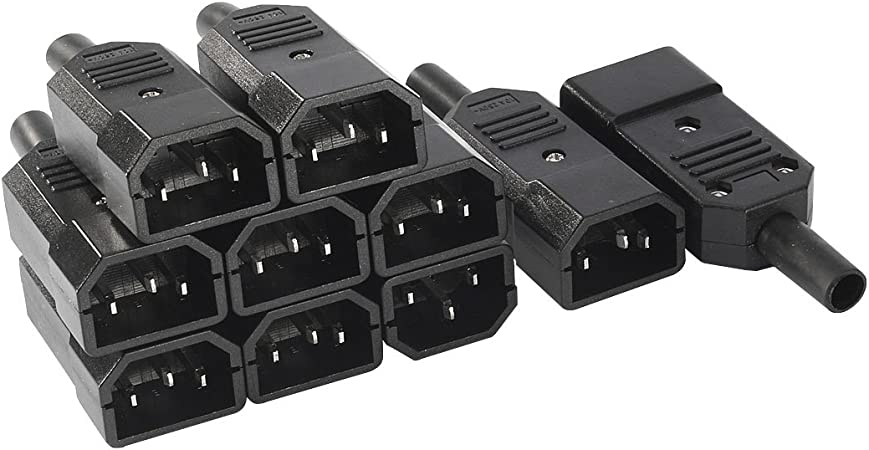 uxcell 10Pcs AC250V 10A IEC320 C14 Male 3 Terminals Power Socket Adapter Connector