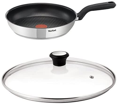 Tefal Comfort Max Stainless Steel 26 cm Non-Stick Frying Pan with Compatible Glass Lid Bundle