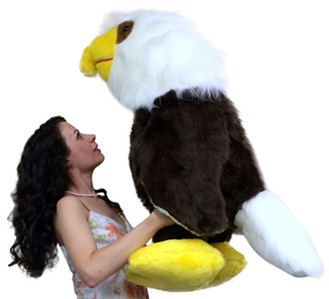 American Made Giant Stuffed Eagle 3 Feet Tall Soft Brown Realistic Big Plush Bird Made in the USA America