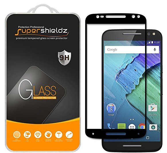 [2-Pack] Supershieldz For Motorola "Moto X Pure Edition" Tempered Glass Screen Protector, [Full Screen Coverage] Anti-Scratch, Bubble Free, Lifetime Replacement Warranty (Black)