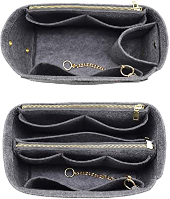 3 in 1 Purse Organizer Insert, Felt Bag organizer with zipper, Handbag & Tote Shaper, For Speedy Neverfull Tote with a Bottle Holder for Replacing