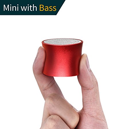 Mini Bluetooth Speaker,Wireless Portable Speaker With Passive Radiator, Compact But Powerful With Enhanced Bass,Music On-The-Go (Classic Red)