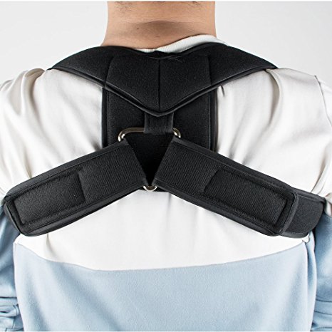 Genmine Medium Posture Shoulder Clavicle Corrector Support Brace Hunched Back and Rounded Shoulders Solution Black