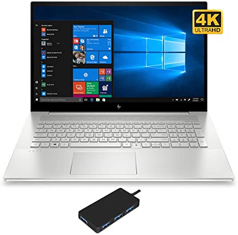 HP Envy 17t-cg000 Home and Business Laptop (Intel i7-1065G7 4-Core, 16GB RAM, 1TB PCIe SSD   1TB HDD, NVIDIA MX330, 17.3" 4K UHD (3840x2160), Fingerprint, WiFi, Bluetooth, Win 10 Pro) with USB Hub