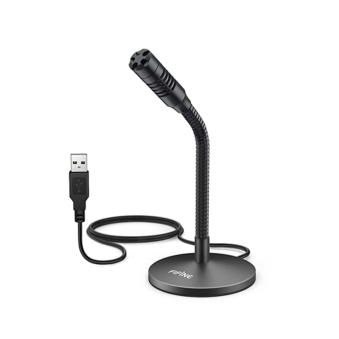 Fifine Mini Gooseneck USB Microphone for Recording on Desktop Computer, Laptop, PC - Plug and Play Great for Skype, YouTube, Gaming, Streaming, Voiceover, Discord and Tutorials - K050