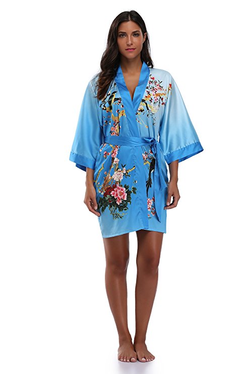 Luvrobes Women’s Floral Pattern Design Kimono Robe