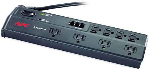 APC SurgeArrest Surge Protector Power Strip with Telephone and DSL Protection (P8T3)