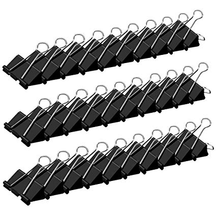 Black Large Binder Clips,1.6 inch,41mm (30-Pack).Binder Clips Paper Clamps for Office/School Supplies.Comes in Sturdy Eathtek Package.