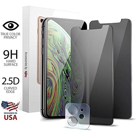 Homy Compatible Privacy Screen Protectors for iPhone 11 (6.1 inch) - Protection Kit Includes: Tinted Privacy Glass Filter   Black Filter   2X Camera Lens Cover - Real 9H Japanese Glass, Case Friendly