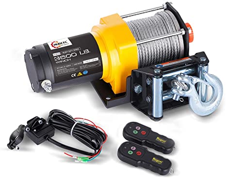RUGCEL Winch 12V Electric ATV Winch 2 Remote Wireles Control Steel Cable Boat ATV Kit (3500 LBS)