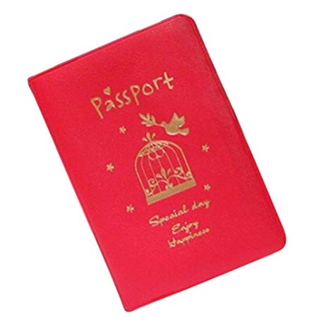 JYS Simple Travel ID Card Holder Skin Faux Leather Passport Cover Case Protector