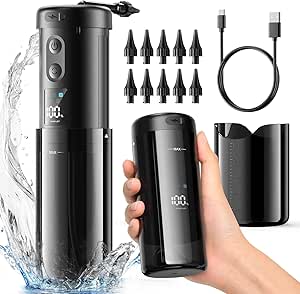 Retractable Ear Wax Removal: Safe & Effective IPX7 Ear Cleaner for Shower Use, Electric Ear Cleaning Kit – 5 Pressure Levels, USB-C, 10 Nozzles, Black