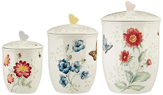 Lenox 813478 3 Piece Butterfly Meadow Canister Set, White