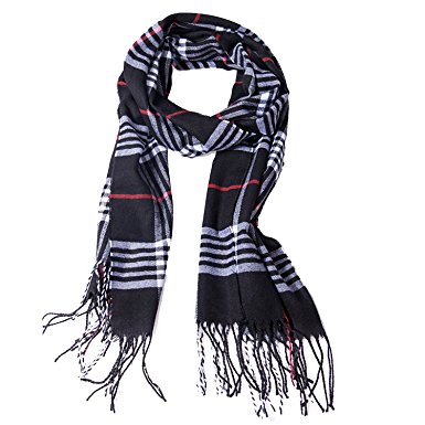 Mens Winter Plaid Warm Soft Elegant Cashmere Feel Wrap Scarf