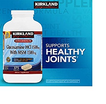 Kirkland Signature Extra Strength Glucosamine HCI 1500mg With MSM 1500 mg 375 Tablets
