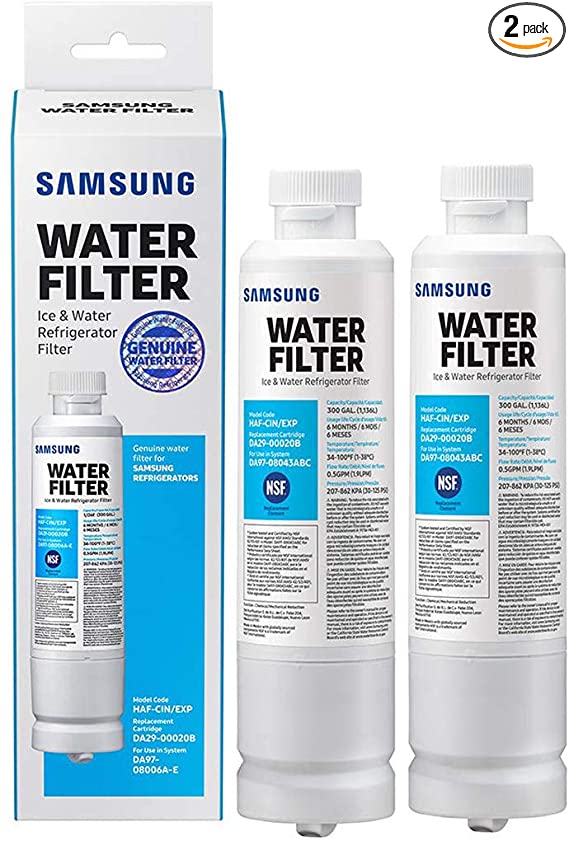 SAMSUNG HAF-CIN Refrigerator Water Filter, 2 Pack, White, 2 Count