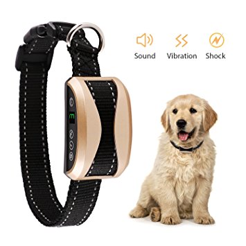 Bark Collar [2018 Smart Chip] Dog Shock Anti-Barking Collar with Beep, Vibration and Harmless Shock Rechargeable No Bark Control for Small / Medium/Large Dogs with 7 Sensitivity Levels