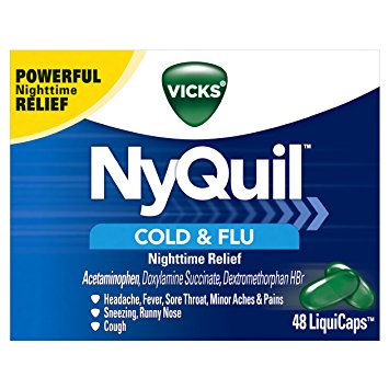 Vicks NyQuil Cough Cold and Flu Nighttime Relief, 48 LiquiCaps