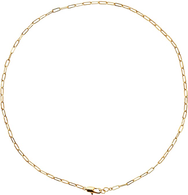 Gold Choker Necklace, Gold Necklaces for Women | 14k Gold Dipped Choker Necklace, Gold Link Chain Necklace, Rectangle Long Link Chain Choker Necklace | Celebrity Approved, Thin Gold Necklace, Layering Necklace For Women,