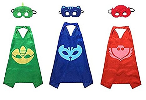 Kiddo Care Super hero Capes, Masks, Satin (PJ Masks set of 3)