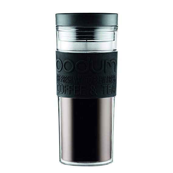 Bodum Acrylic Travel Mug with Radial Lid, 0.45 L/15 oz, Black