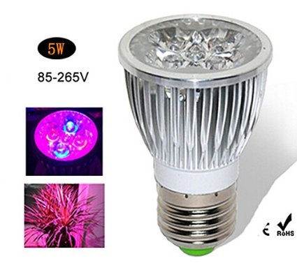 LED Plant Grow Light Bulb 5W High Efficient Hydroponic Full Spectrum Growing Lamp E27 for Indoor Plants Hydroponic Aquatic Garden Greenhouse, Medical Plants Vegetables & Herbs (2 Blue/3 Red)