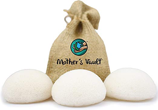 Organic Exfoliating Original Premium Konjac Sponges By Mother’s Vault – All Natural Beauty Supply Prevents Breakouts While Exfoliating & Toning for a Better Complexion   Charity Donation