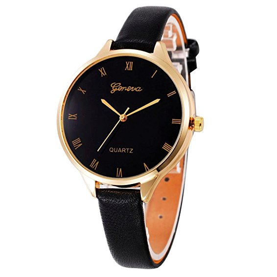 Fashion Watches, UPLOTER Women's Casual Faux Leather Quartz Analog Wrist Watch For Teen Girls